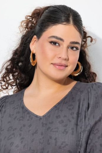 Plus size veliki brojevi Haljina midi 3/4 rukava V ovratnika za punije