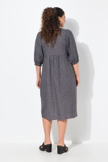 Plus size veliki brojevi Haljina midi 3/4 rukava V ovratnika za punije