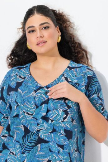 Plus size veliki brojevi Haljina kratkih rukava V ovratnika za punije