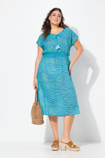 Plus size veliki brojevi Haljina midi kratkih rukava za punije