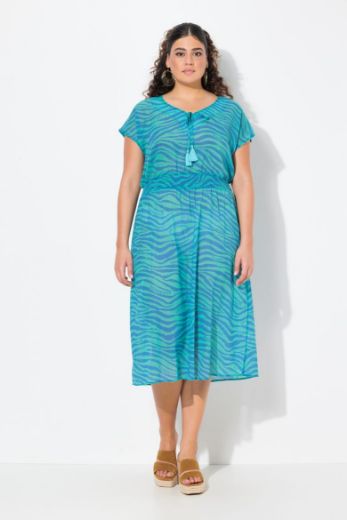 Plus size veliki brojevi Haljina midi kratkih rukava za punije