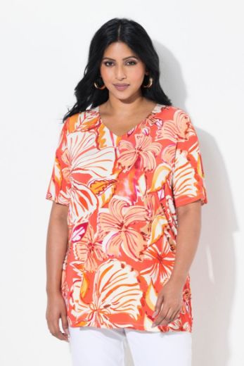 Plus size veliki brojevi Majica kratkih rukava V ovratnika za punije