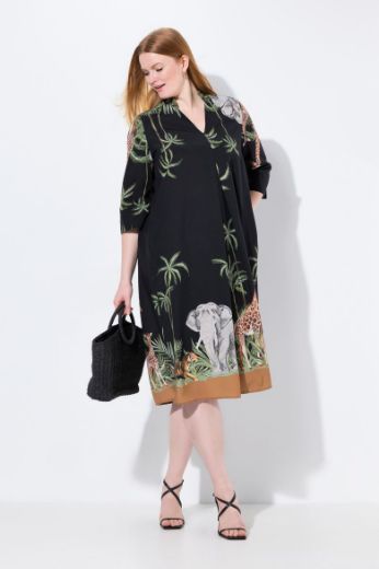 Plus size veliki brojevi Haljina midi 3/4 rukava A kroja za punije
