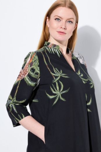 Plus size veliki brojevi Haljina midi 3/4 rukava A kroja za punije