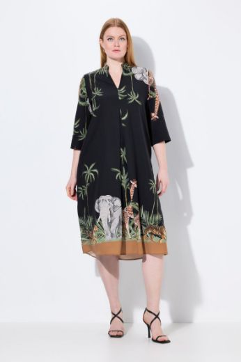 Plus size veliki brojevi Haljina midi 3/4 rukava A kroja za punije
