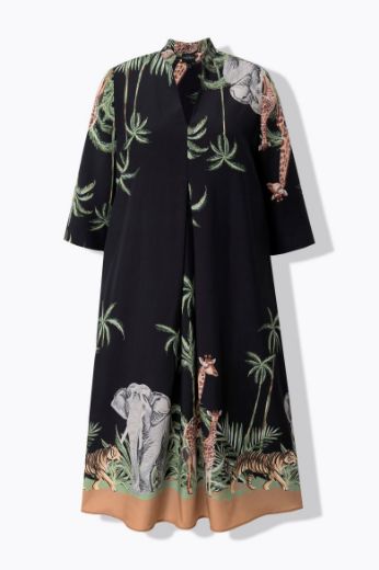 Plus size veliki brojevi Haljina midi 3/4 rukava A kroja za punije