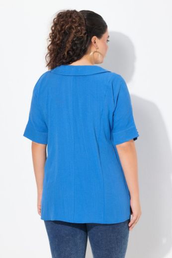 Plus size veliki brojevi Bluza polu rukava od mješavine lana za punije
