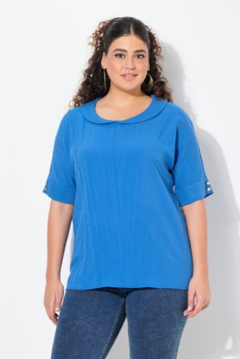 Plus size veliki brojevi Bluza polu rukava od mješavine lana za punije