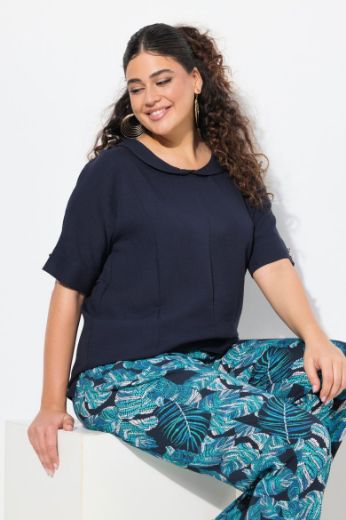 Plus size veliki brojevi Bluza polu rukava od mješavine lana za punije