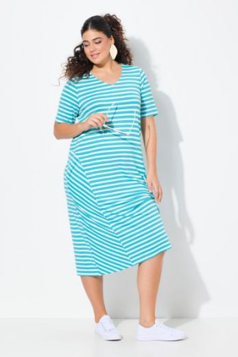 Plus size veliki brojevi Haljina midi na pruge za punije