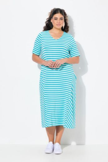Plus size veliki brojevi Haljina midi na pruge za punije