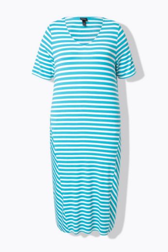 Plus size veliki brojevi Haljina midi na pruge za punije