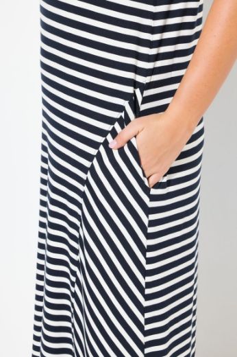 Plus size veliki brojevi Haljina midi na pruge za punije