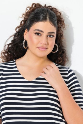 Plus size veliki brojevi Haljina midi na pruge za punije
