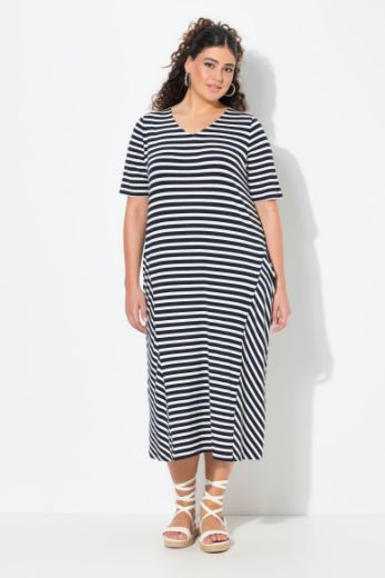 Plus size veliki brojevi Haljina midi na pruge za punije
