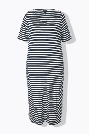 Plus size veliki brojevi Haljina midi na pruge za punije