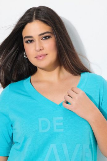 Plus size veliki brojevi Majica kratkih rukava V ovratnika za punije