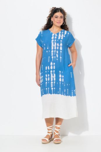 Plus size veliki brojevi Haljina midi kratkih rukava za punije