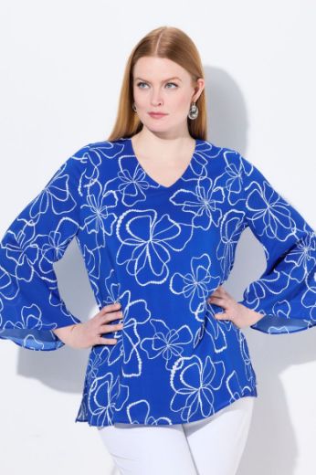 Plus size veliki brojevi Bluza dugih rukava V ovratnika za punije