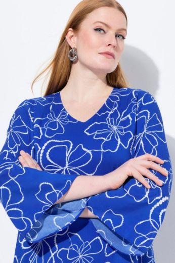 Plus size veliki brojevi Bluza dugih rukava V ovratnika za punije
