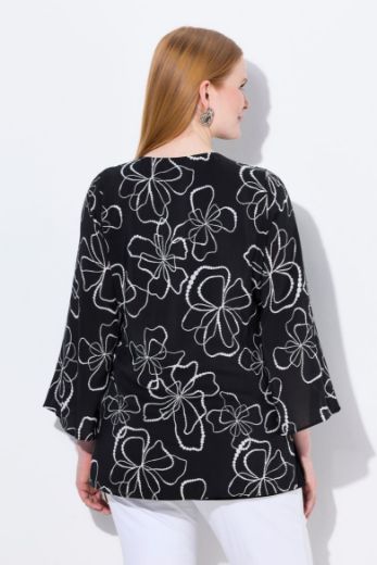 Plus size veliki brojevi Bluza dugih rukava V ovratnika za punije