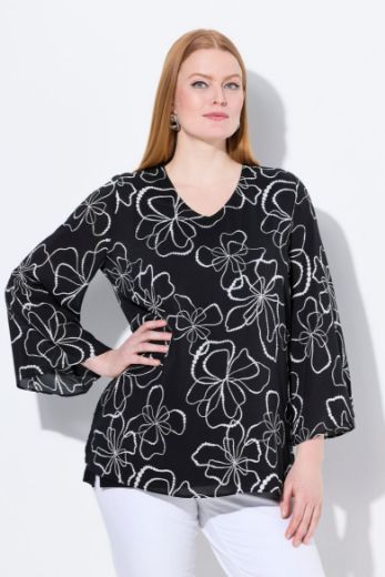 Plus size veliki brojevi Bluza dugih rukava V ovratnika za punije