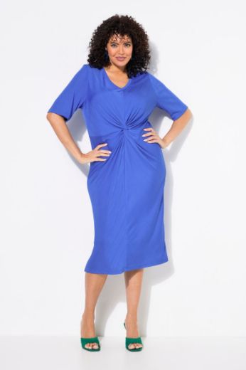 Plus size veliki brojevi Haljina polu rukava V ovratnika za punije