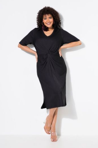 Plus size veliki brojevi Haljina polu rukava V ovratnika za punije