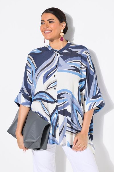 Veliki brojevi Bluza 3/4 rukava šireg kroja moda za punije