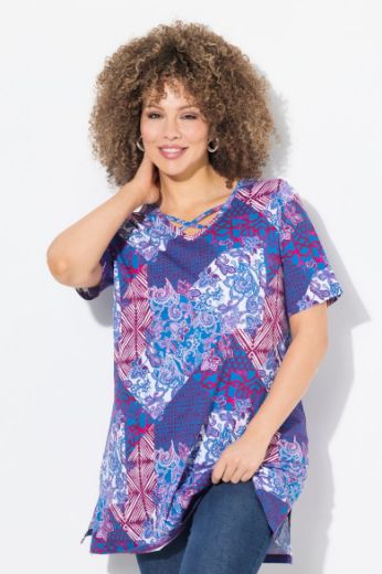 Plus size veliki brojevi Majica kratkih rukava dužeg A kroja za punije