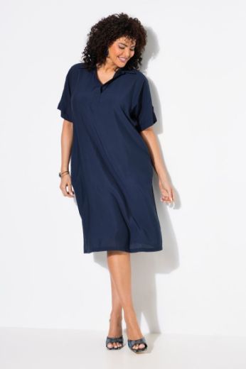 Plus size veliki brojevi Haljina midi kratkih rukava Polo ovratnika za punije