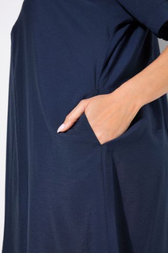 Plus size veliki brojevi Haljina midi kratkih rukava Polo ovratnika za punije