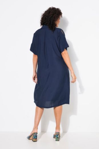 Plus size veliki brojevi Haljina midi kratkih rukava Polo ovratnika za punije