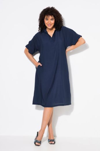 Plus size veliki brojevi Haljina midi kratkih rukava Polo ovratnika za punije