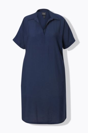 Plus size veliki brojevi Haljina midi kratkih rukava Polo ovratnika za punije