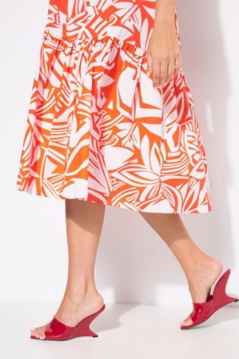 Plus size veliki brojevi Haljina midi 3/4 rukava na volane za punije