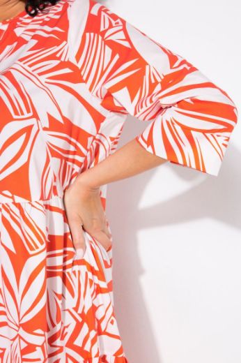 Plus size veliki brojevi Haljina midi 3/4 rukava na volane za punije