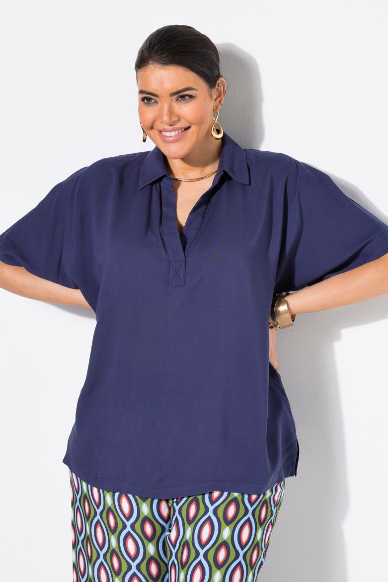 Plus size veliki brojevi Bluza kratkih rukava Polo ovratnika za punije
