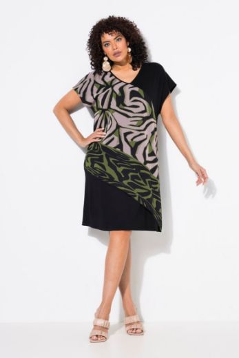 Plus size veliki brojevi Haljina kratkih rukava V ovratnika za punije