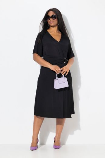 Plus size veliki brojevi Haljina midi kratkih rukava V ovratnika za punije