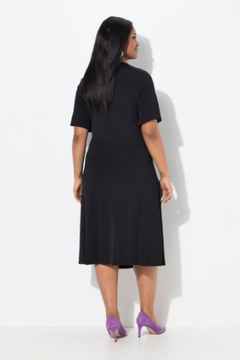 Plus size veliki brojevi Haljina midi kratkih rukava V ovratnika za punije
