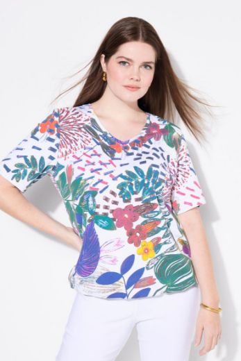 Plus size veliki brojevi Majica kratkih rukava V ovratnika za punije