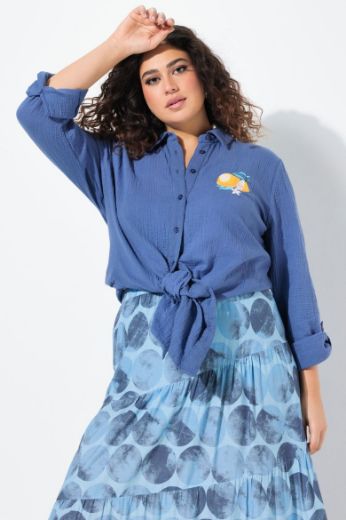 Plus size veliki brojevi Bluza na kopčanje dužeg A kroja za punije