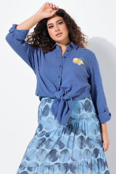 Veliki brojevi Bluza na kopčanje dužeg A kroja moda za punije