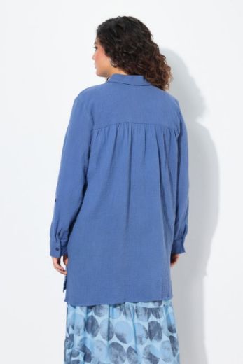 Plus size veliki brojevi Bluza na kopčanje dužeg A kroja za punije