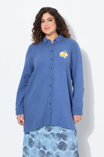 Plus size veliki brojevi Bluza na kopčanje dužeg A kroja za punije