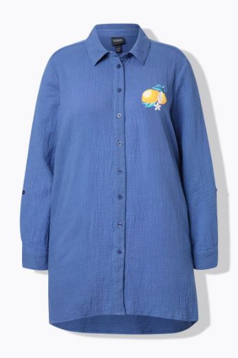 Plus size veliki brojevi Bluza na kopčanje dužeg A kroja za punije