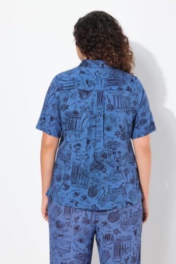 Plus size veliki brojevi Bluza na kopčanje kratkih rukava za punije