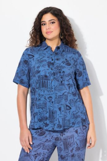 Plus size veliki brojevi Bluza na kopčanje kratkih rukava za punije