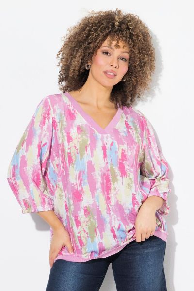 Veliki brojevi Bluza 3/4 rukava V ovratnika moda za punije